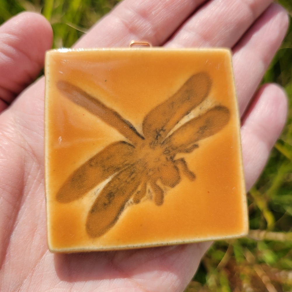 Dragonfly Decorative Tile 2x2 ~ Artisan ~ Handcrafted ~ Nature ~ Cottage ~ Cute! - Picture 10 of 11
